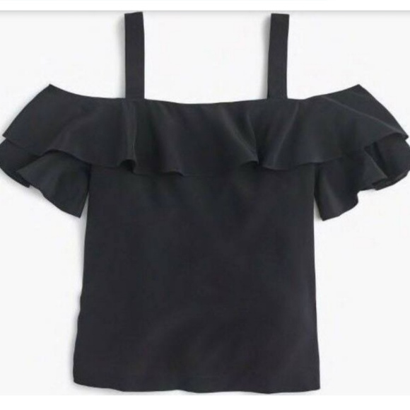 J. Crew Tops - J.Crew Black Silk Cold-Shoulder Top, Size Small